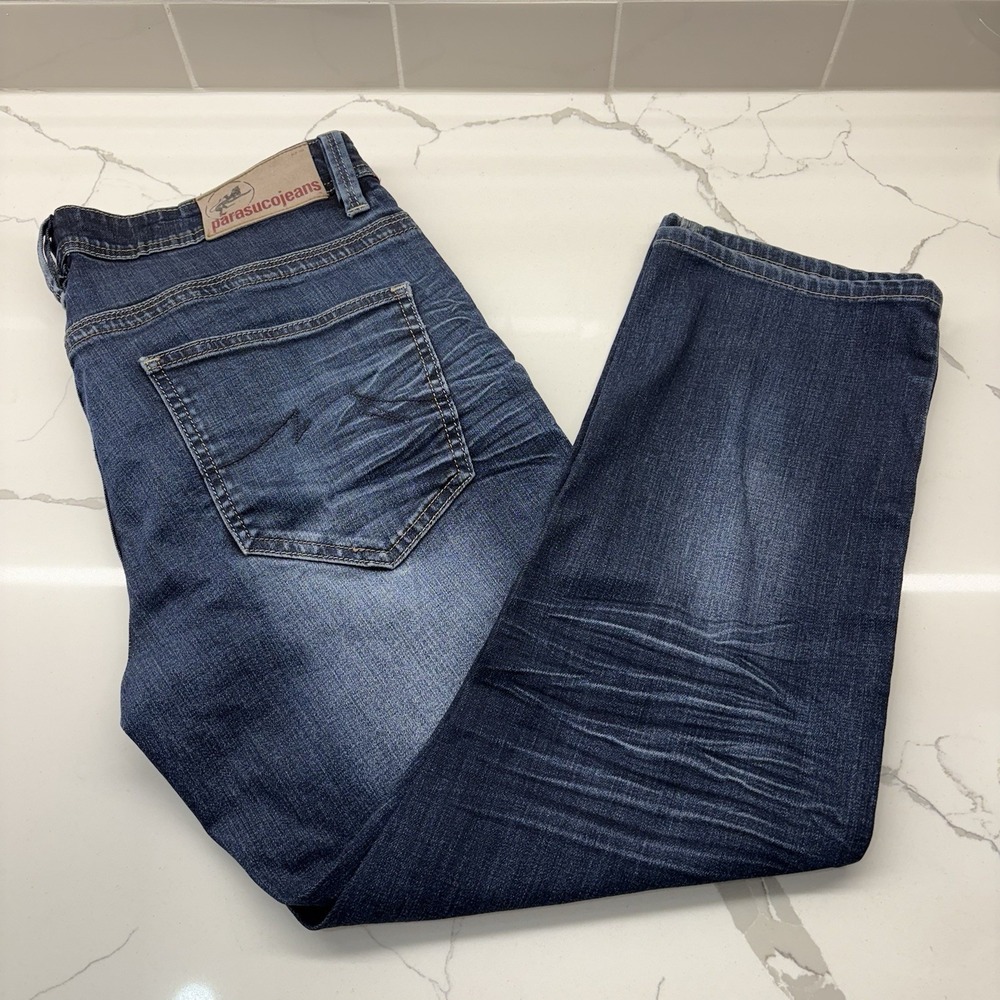 Parasuco Demin Jeans Men's 34W 32L Slim Fit Dark Blue Wash - Excellent condition - Picture 1 of 7
